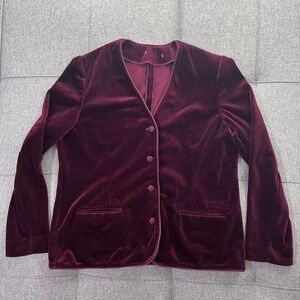 Vintage 1980s Act III Blazer Women Medium* Burgundy Red Velvet Holidays Costume